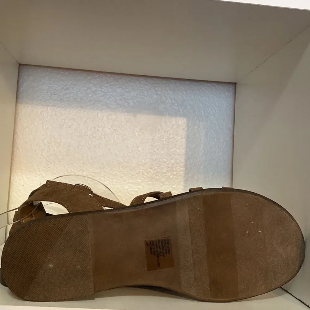 Torrid Womens Strappy Sandals Brown Adjustable Low Heel Shoes Flat Buckle 11 W